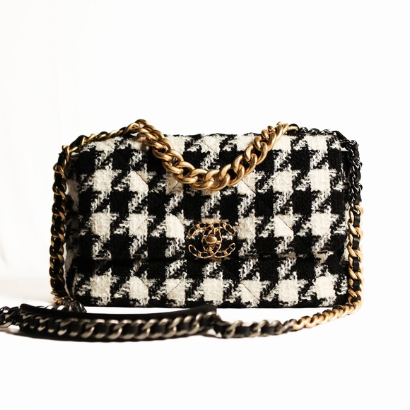 CHANEL Handbags - Chanel 19 Flap Tweed Hand Bag Two Tone